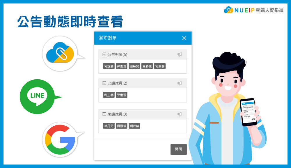 公告多管道通知,已讀、未讀快速查看最新動態 2019新型冠狀病毒-武漢肺炎